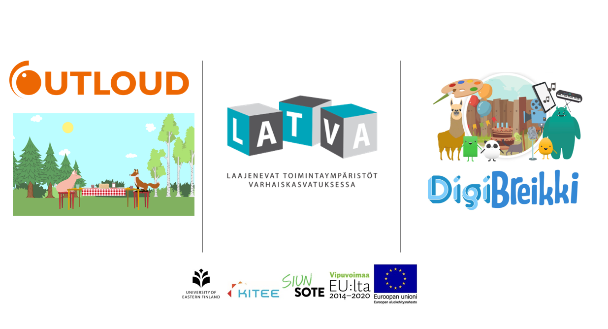 Outloudin ja Digibreikin logot yhdessä LaTVa-hankkeen logojen kanssa.